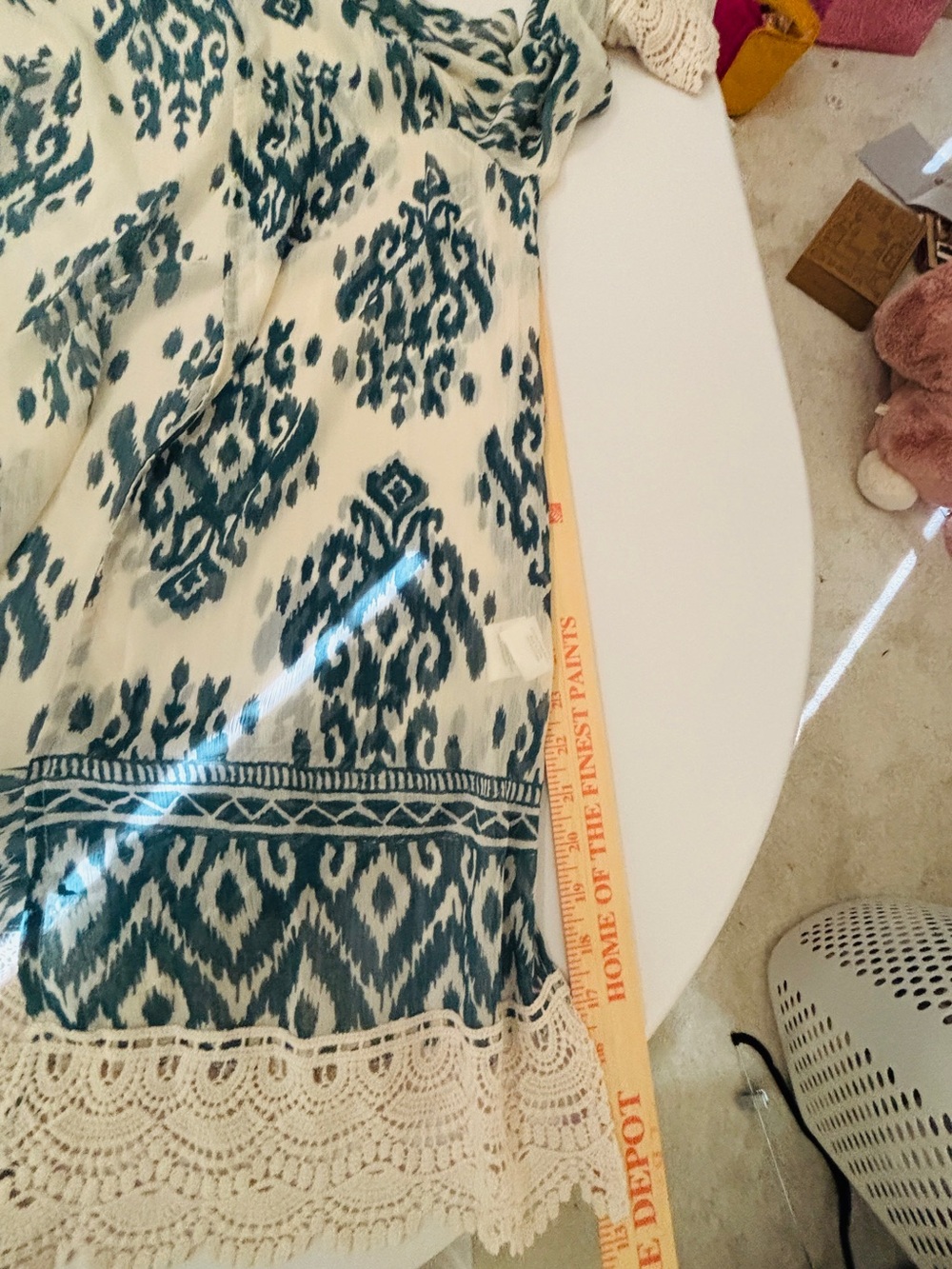 Boho Crochet Trim Kimono Cardigan - Teal & Creamee Women’s XXL or 2X Brand New - Picture 9 of 11